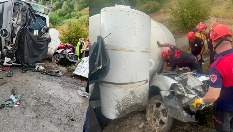 Beton Mikseri Otomobilin Üzerine Devrildi: Korkunç Kaza 1 Can Aldı, 1 Yaralandı