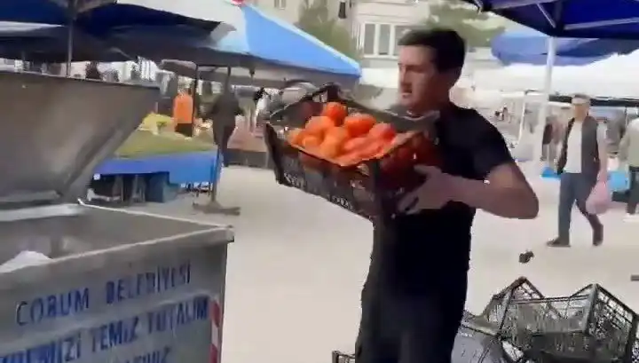 Domateslerini Çöpe Döken Pazarcıya İnanılmaz Para Cezası Uygulandı!